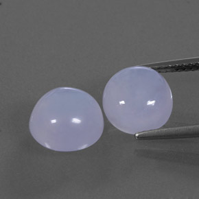 5.92 ct Blue Chalcedony Gemstone, Chalcedony Gem in Round Cabochon Shape for Sale.