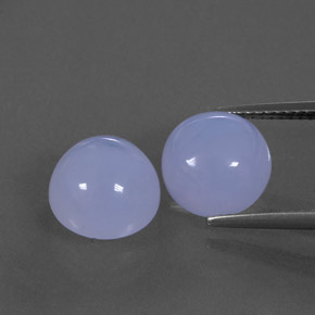 8.22 ct Blue Chalcedony Gemstone, Chalcedony Gem in Round Cabochon Shape for Sale.
