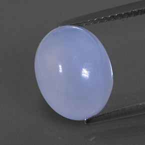 3.83 ct Blue Chalcedony Gemstone, Chalcedony Gem in Oval Cabochon Shape for Sale.