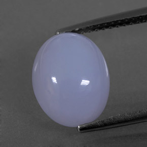 4.91 ct Blue Chalcedony Gemstone, Chalcedony Gem in Oval Cabochon Shape for Sale.