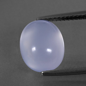 4.37 ct Blue Chalcedony Gemstone, Chalcedony Gem in Oval Cabochon Shape for Sale.