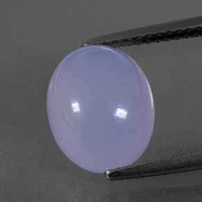 4.34 ct Blue Chalcedony Gemstone, Chalcedony Gem in Oval Cabochon Shape for Sale.