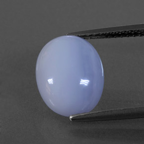 3.97 ct Blue Chalcedony Gemstone, Chalcedony Gem in Oval Cabochon Shape for Sale.