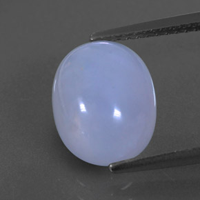 3.84 ct Blue Chalcedony Gemstone, Chalcedony Gem in Oval Cabochon Shape for Sale.
