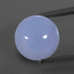 3.78 ct Blue Chalcedony Gemstone, Chalcedony Gem in Round Cabochon Shape for Sale.