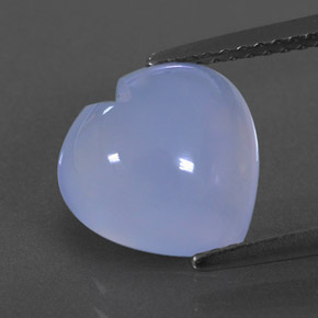 3.01 ct Blue Chalcedony Gemstone, Chalcedony Gem in Heart Cabochon Shape for Sale.