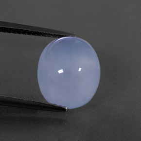 5.74 ct Blue Chalcedony Gemstone, Chalcedony Gem in Oval Cabochon Shape for Sale.