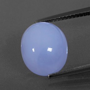 4.96 ct Blue Chalcedony Gemstone, Chalcedony Gem in Oval Cabochon Shape for Sale.