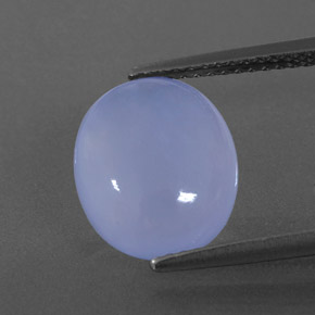 4.21 ct Blue Chalcedony Gemstone, Chalcedony Gem in Oval Cabochon Shape for Sale.