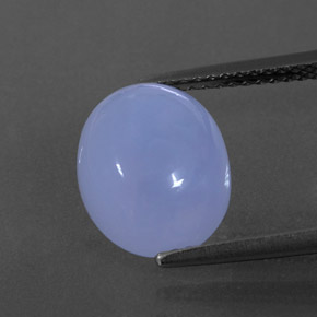 4.38 ct Blue Chalcedony Gemstone, Chalcedony Gem in Oval Cabochon Shape for Sale.