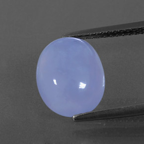 3.66 ct Blue Chalcedony Gemstone, Chalcedony Gem in Oval Cabochon Shape for Sale.