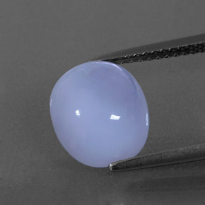 3.64 ct Blue Chalcedony Gemstone, Chalcedony Gem in Oval Cabochon Shape for Sale.
