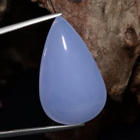 Purplish Blue Chalcedony Gem - 32.3ct Pear Cabochon (ID: 469411)