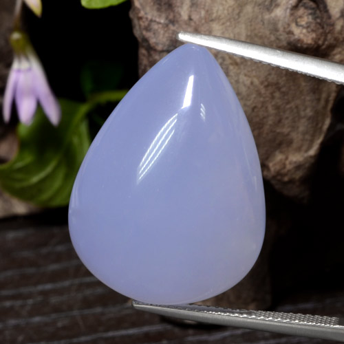 Violet Blue Chalcedony Gem - 33.8ct Pear Cabochon (ID: 469835)