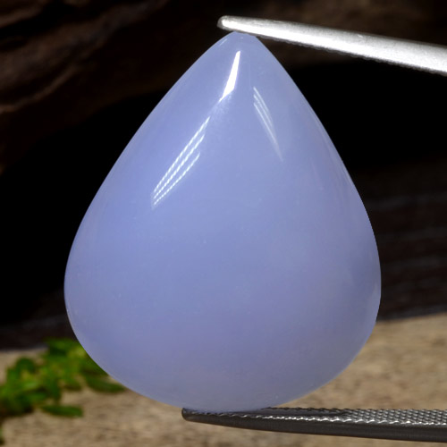 Azul púrpura claro Calcedonia Gema - 34.3ct Cabujón Pera (ID: 469836)