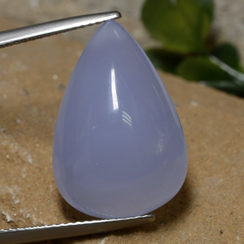 21.4 x 14.6mm Pear Cabochon Violet Chalcedony from Brazil, Weight of 18.02ct, Natural untreated gemstone in Translucent Clarity, 1pc Chalcedony - the Color is Bluish Violet, Mohs Hardness of 6.5 - 7 suitable for daily wear jewelry, Photo A