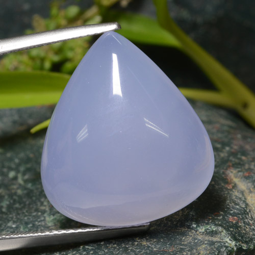 Bluish Violet Chalcedony Gem - 20.6ct Pear Cabochon (ID: 475172)