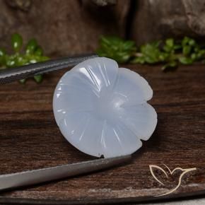 11.84 ct Blue Chalcedony Stone, Natural Chalcedony in Carved Flower Shape for Sale