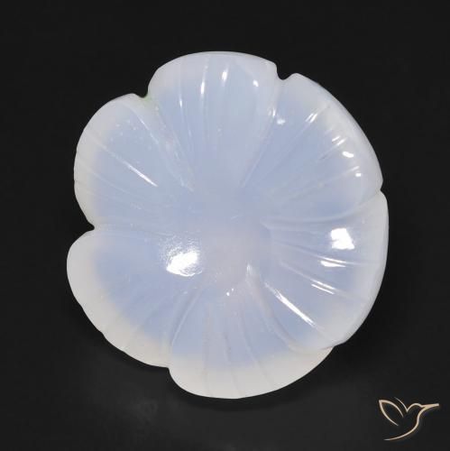 12.91 ct Blue Chalcedony Stone, Natural Chalcedony in Carved Flower Shape for Sale