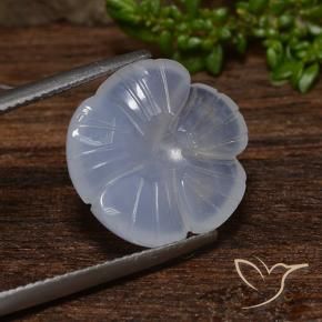 9.24 ct Blue Chalcedony Stone, Natural Chalcedony in Carved Flower Shape for Sale