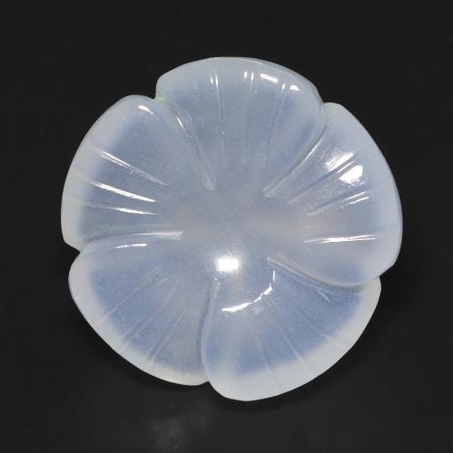 Light Purplish Blue Chalcedony Gem - 12ct Carved Flower (ID: 485556)