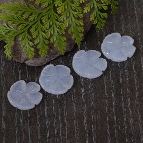 Light Blue Chalcedony Gem - 6ct Carved Flower (ID: 485597)
