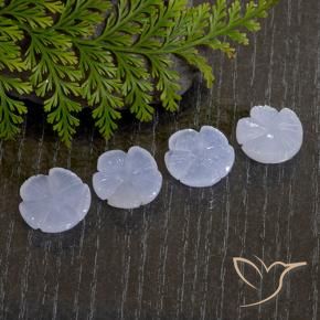 21.95 ctw Blue Chalcedony Stones, Natural Chalcedony in Carved Flower Shape for Sale