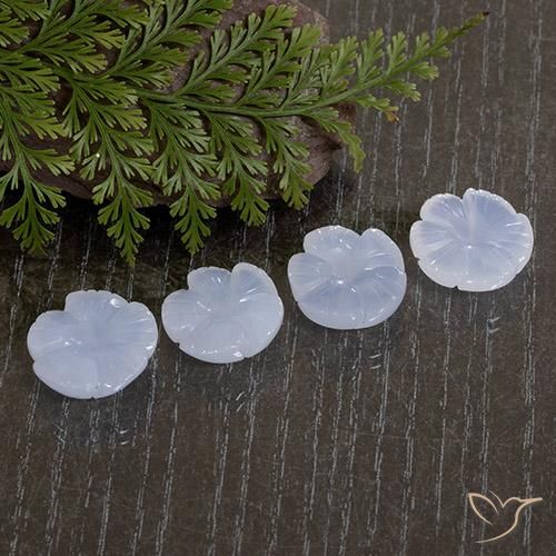 29.53 ctw Blue Chalcedony Stones, Natural Chalcedony in Carved Flower Shape for Sale
