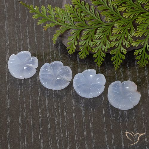 26.88ctw Natural Light Purplish Blue Chalcedony, Flower Cut, Translucent