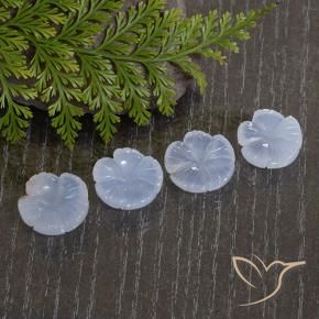 26.88 ctw Blue Chalcedony Stones, Natural Chalcedony in Carved Flower Shape for Sale