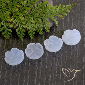 30.01 ctw Blue Chalcedony Stones, Natural Chalcedony in Carved Flower Shape for Sale