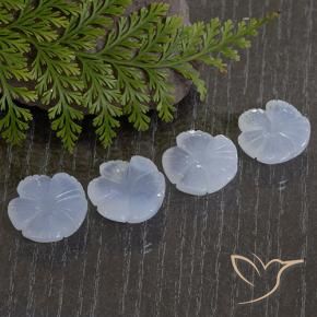 34.74 ctw Blue Chalcedony Stones, Natural Chalcedony in Carved Flower Shape for Sale