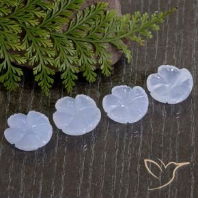31.20 ctw Blue Chalcedony Stones, Natural Chalcedony in Carved Flower Shape for Sale