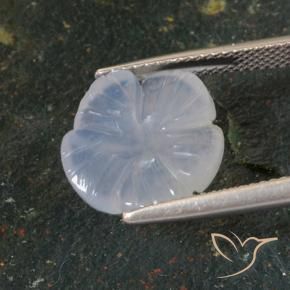 5.46 ct Blue Chalcedony Stone, Natural Chalcedony in Carved Flower Shape for Sale