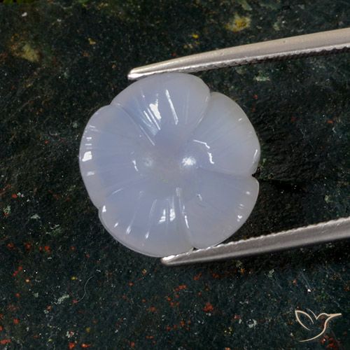 8.75ct Natural Light Blue Chalcedony, Flower Cut, Translucent