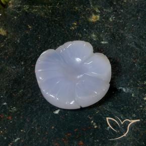 8.75 ct Blue Chalcedony Stone, Natural Chalcedony in Carved Flower Shape for Sale