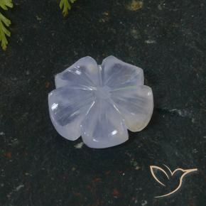 5.64 ct Blue Chalcedony Stone, Natural Chalcedony in Carved Flower Shape for Sale