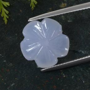 Light Purplish Blue Chalcedony Gem - 7.4ct Carved Flower (ID: 485677)