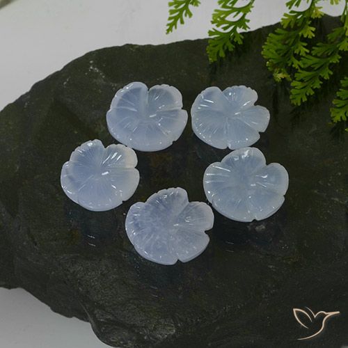 26.27ctw Natural Light Purplish Blue Chalcedony, Flower Cut, Translucent