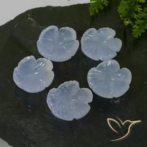26.27 ctw Blue Chalcedony Stones, Natural Chalcedony in Carved Flower Shape for Sale