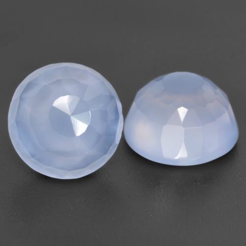 Light Purplish Blue Chalcedony Gem - 1.9ct Round Buff-Top (ID: 530465)