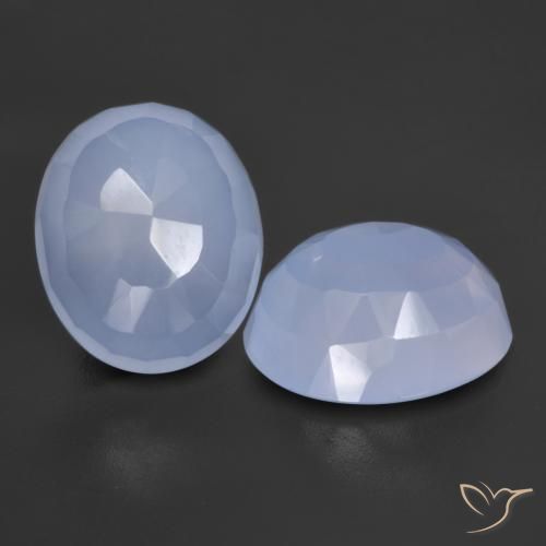 9.08 ctw Blue Chalcedony Stones, Natural Chalcedony in Oval Buff-Top Shape for Sale