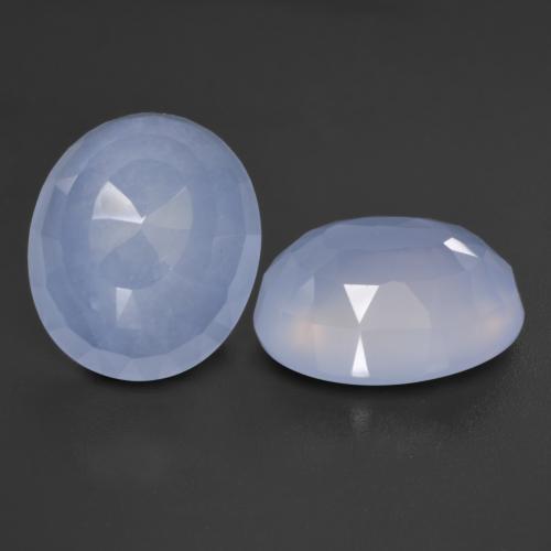 8.71 ctw Blue Chalcedony Stones, Natural Chalcedony in Oval Buff-Top Shape for Sale