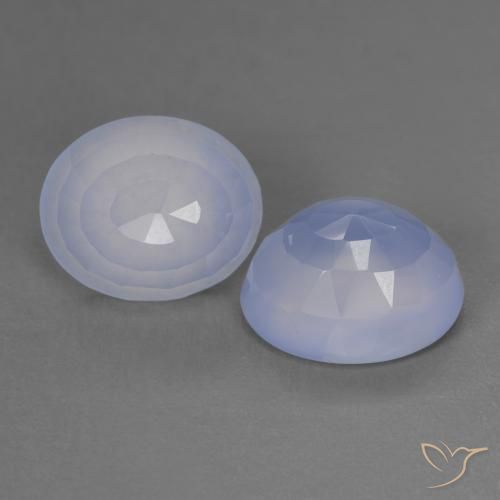 7.56 ctw Blue Chalcedony Stones, Natural Chalcedony in Oval Buff-Top Shape for Sale