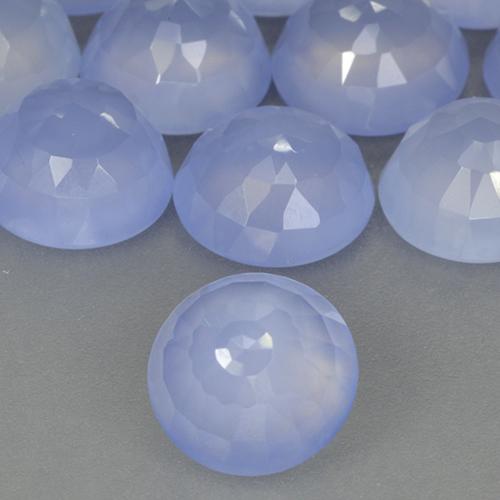 2.62 ct Blue Chalcedony Gemstone, Chalcedony Gem in Round Buff-Top Shape for Sale.