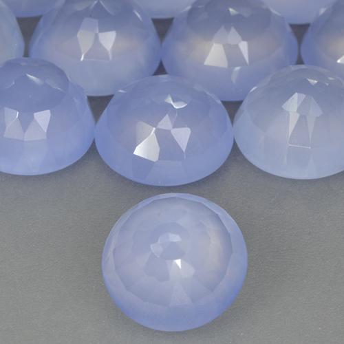 2.62 ct Blue Chalcedony Stone, Natural Chalcedony in Round Buff-Top Shape for Sale