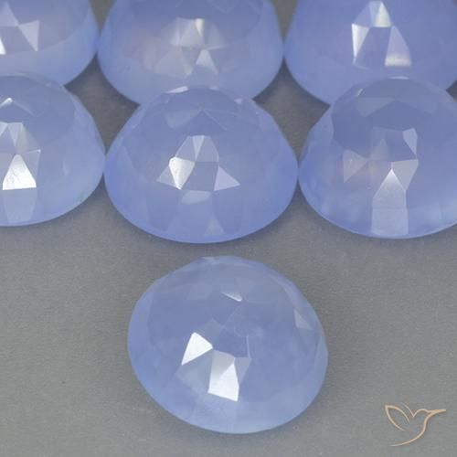 18.38 ctw Blue Chalcedony Stones, Natural Chalcedony in Round Buff-Top Shape for Sale