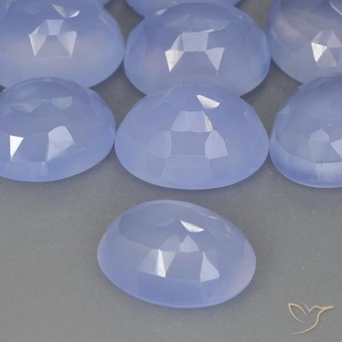 8.86 ctw Blue Chalcedony Stones, Natural Chalcedony in Oval Buff-Top Shape for Sale