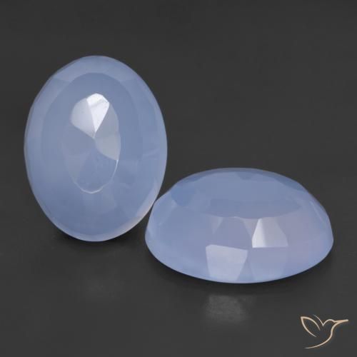 17.54 ctw Blue Chalcedony Stones, Natural Chalcedony in Oval Buff-Top Shape for Sale