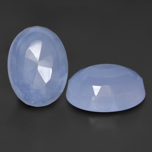 17.54 ctw Blue Chalcedony Stones, Natural Chalcedony in Oval Buff-Top Shape for Sale